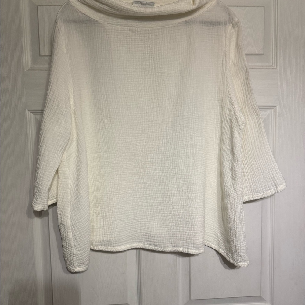 Bryn Walker Etta Cotton Gauze Cowl Neck Top Elbow Sleeves size XL - Picture 5 of 6